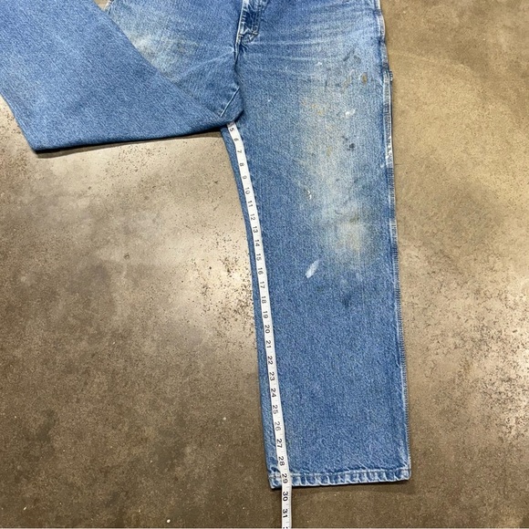 Vintage Dickies Carpenter Jeans Workwear Blue Denim Paint Stains 36x30 USA Made - Picture 6 of 8